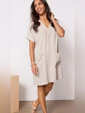 Splendid Evereve Vienna Shift Dress New Short Sleeve Sand Color Sz X-Small